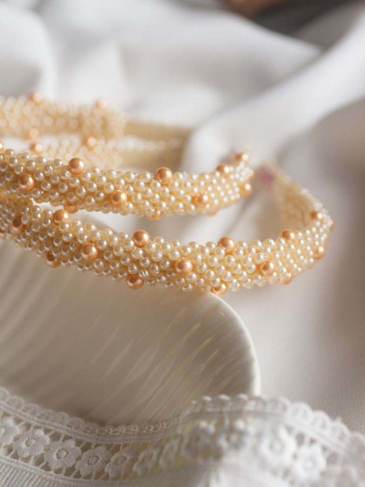 Choko Beige Embellished Hair Band