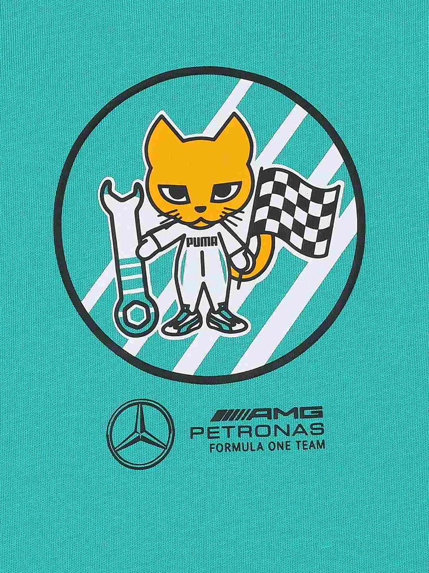 Puma Kids Mercedes AMG Petronas Spectra Green & Black Cotton Printed T-Shirt Set