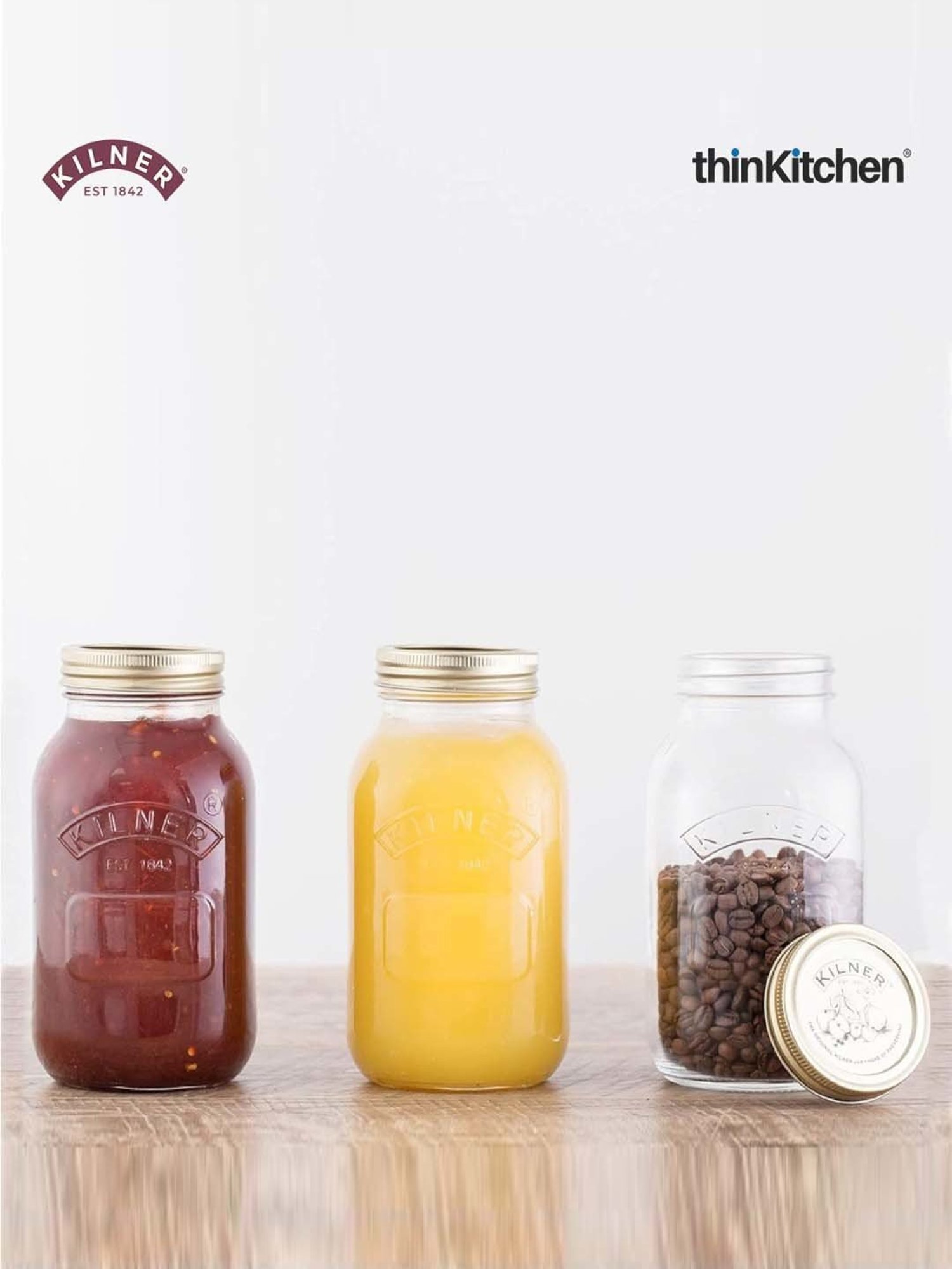 Kilner Transparent Glass Preserve Jars (1 L) - Set of 3