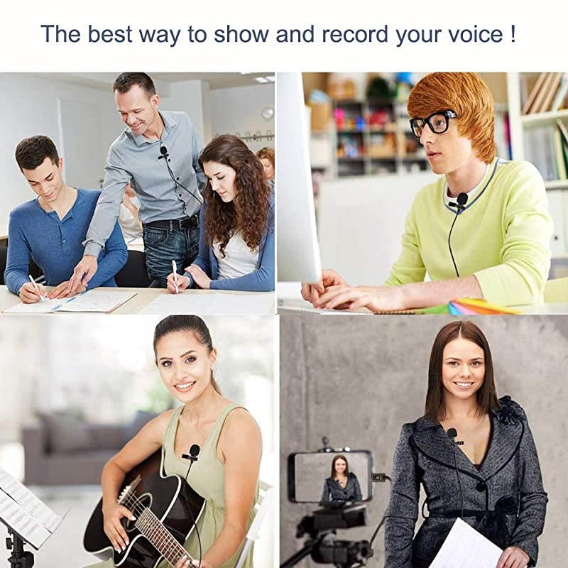 3m98FT Professional Omnidirectional Voice Audio Video Recording Lavalier Condenser Microphone Compatible with iPhone 12 11 X XS MAX 8 7 6 5 S Plus se Pad Mini air pro Touch