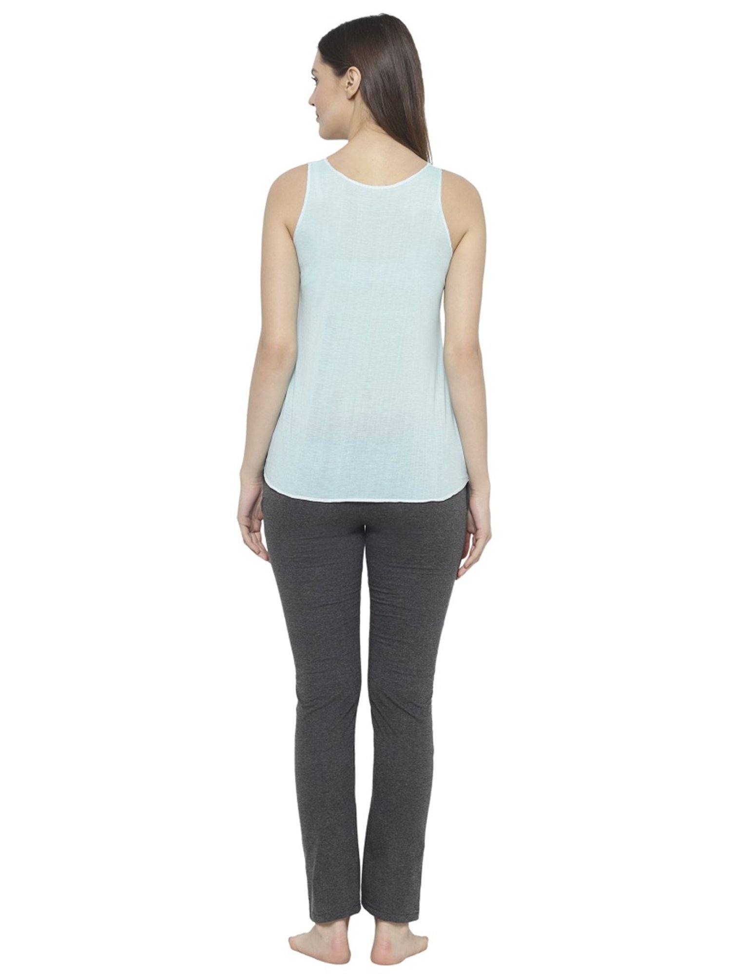 Vimal Jonney Green & Grey Cotton Printed Tank Top Track Pants Set
