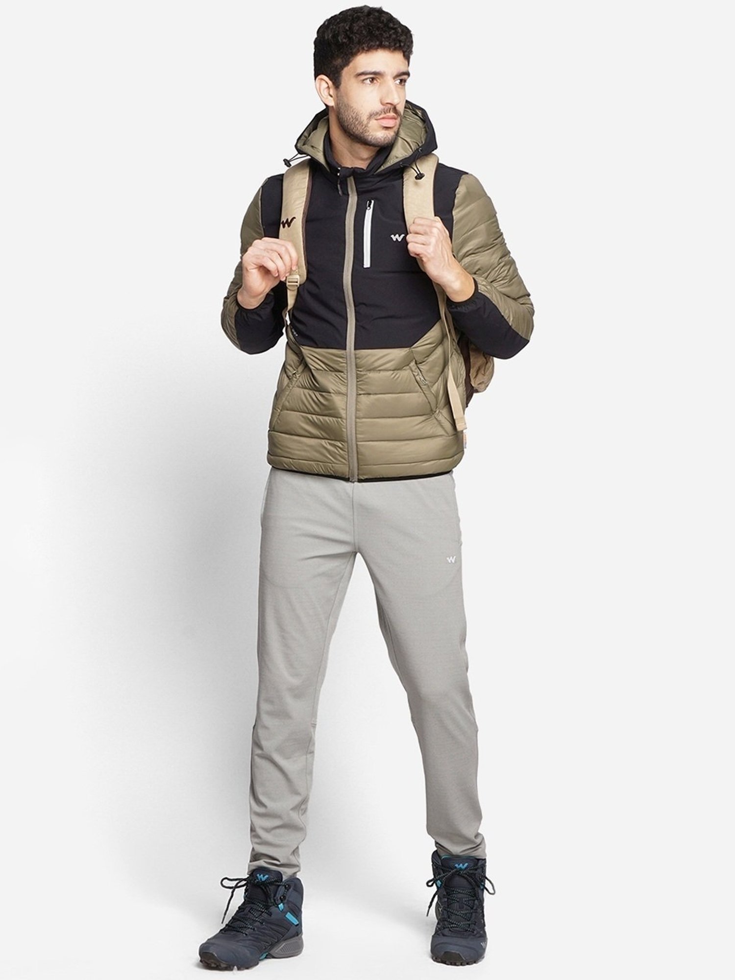 Wildcraft Olive Green Regular Fit Colour Block Hooded Jacket