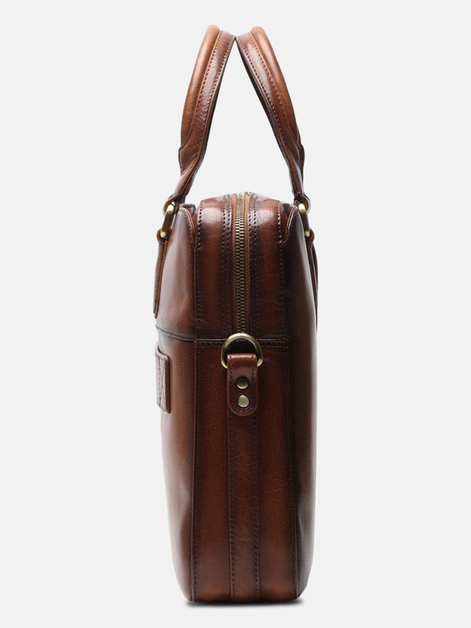 BAGATT Solofra Brown Leather Solid Laptop Messenger Bag