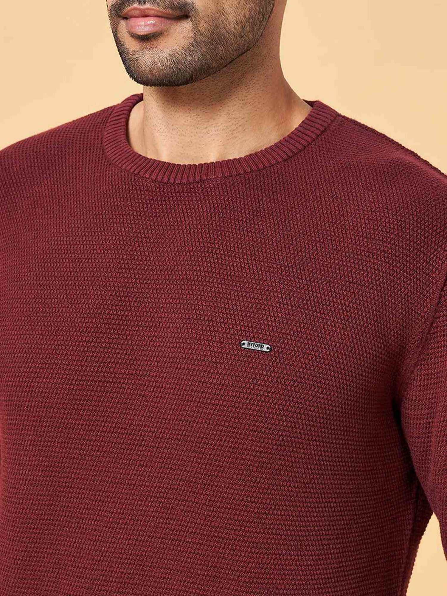 Byford by Pantaloons Red Cotton Slim Fit Sweater