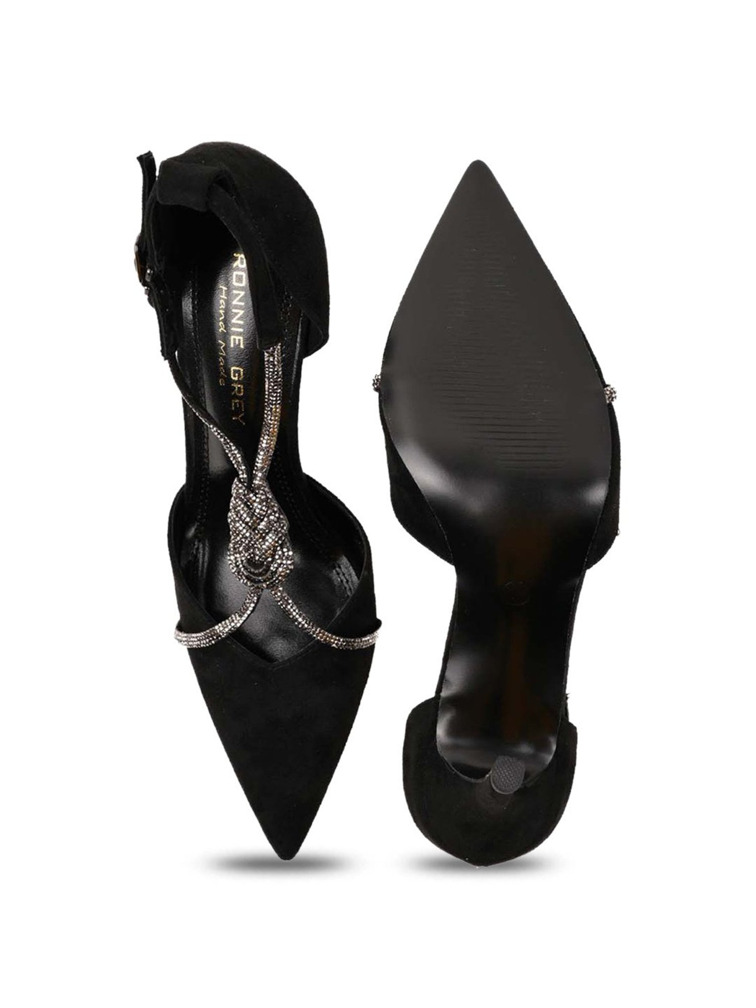 Ronnie Grey Women's Black Back Strap Stilettos
