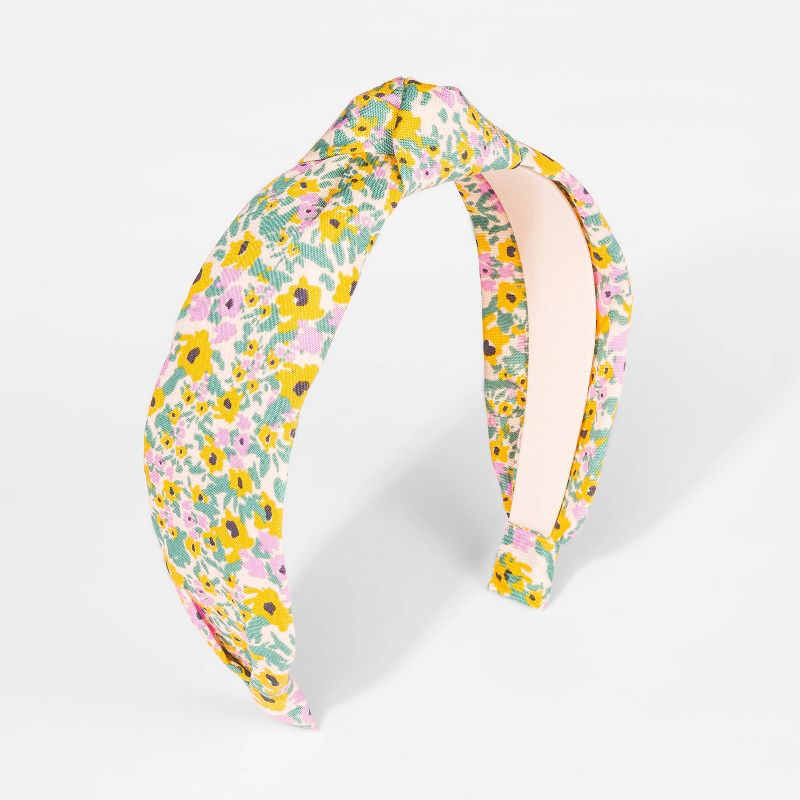 Girls' Floral Knot Headband - Cat & Jack™ Yellow/Pink