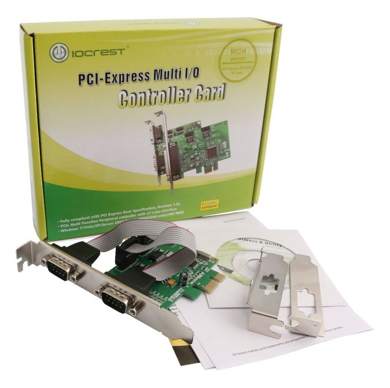 IO Crest 2 Port Serial PCI-e 1.0 x 1 with Full and Low Profile Brackets SI-PEX15037
