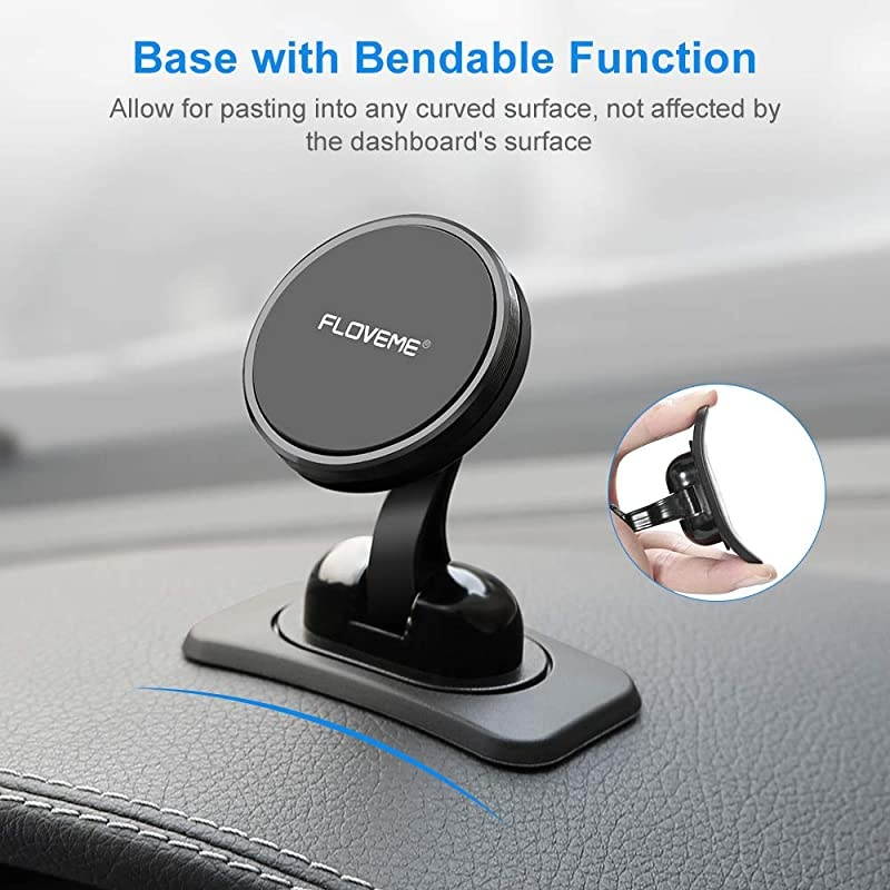 Magnetic Phone Car Mount -  360&deg; Rotate Magnetic Cell Phone Holder for Car Dashboard Hands Free Phone Magnet Car Mount for iPhone 12 11 Pro Xs Max X XR 8 7 6 Samsung S21 S20