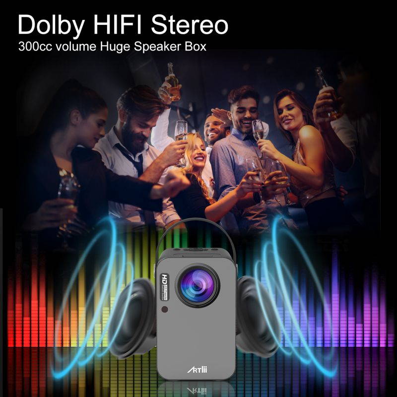 Portable Projector - Artlii Play Android TV 9.0 Smart WiFi Bluetooth LED Business Projector Support 4K, &plusmn;45&deg;4D Keystone Correction, HiFi Dolby Stereo, Home Theater Projector with Netflix, Prime Video