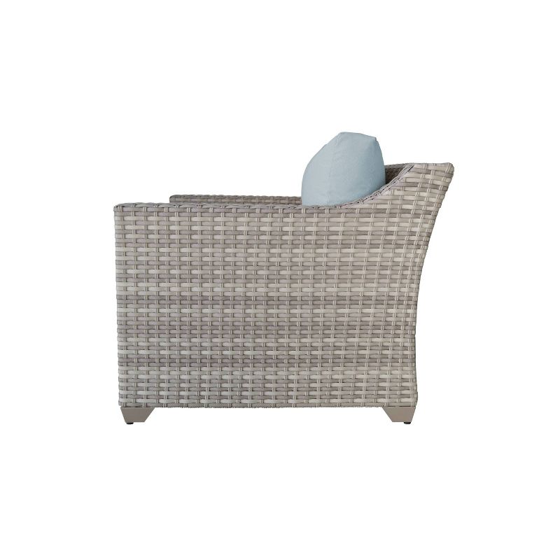 Nolin 7pc Sectional Weathered Brown Frame Sunbrella Spectrum Denim Fabric - La-Z-Boy