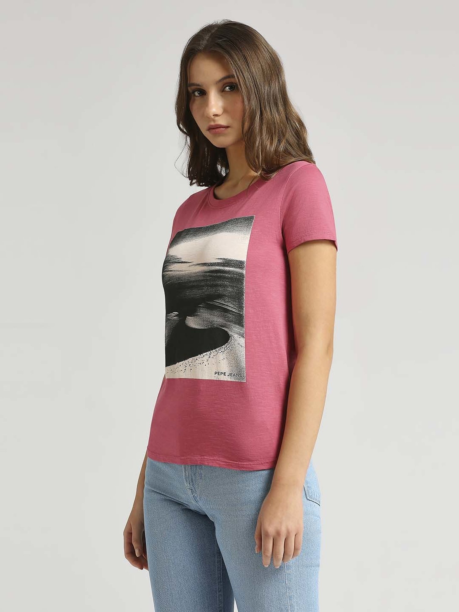 Pepe Jeans Pink Cotton Printed T-Shirt