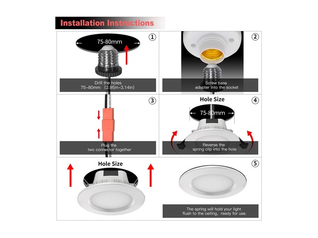 MagicLight Smart Retrofit 3 Inch 5 Watts E26 LED Recessed Can Lights, 5 in 1 RGBCW Dimmable Multicolor Bluetooth Mesh App Control Smart LED Downlight