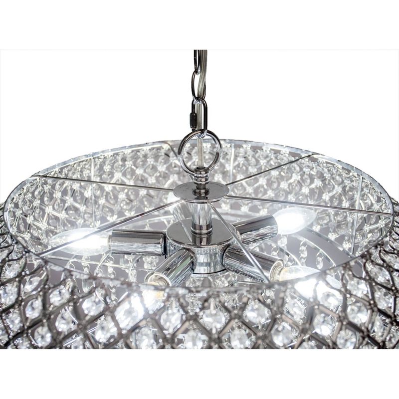 14.25" Tiered Crystal Glass Hanging Chandelier Chrome - River of Goods