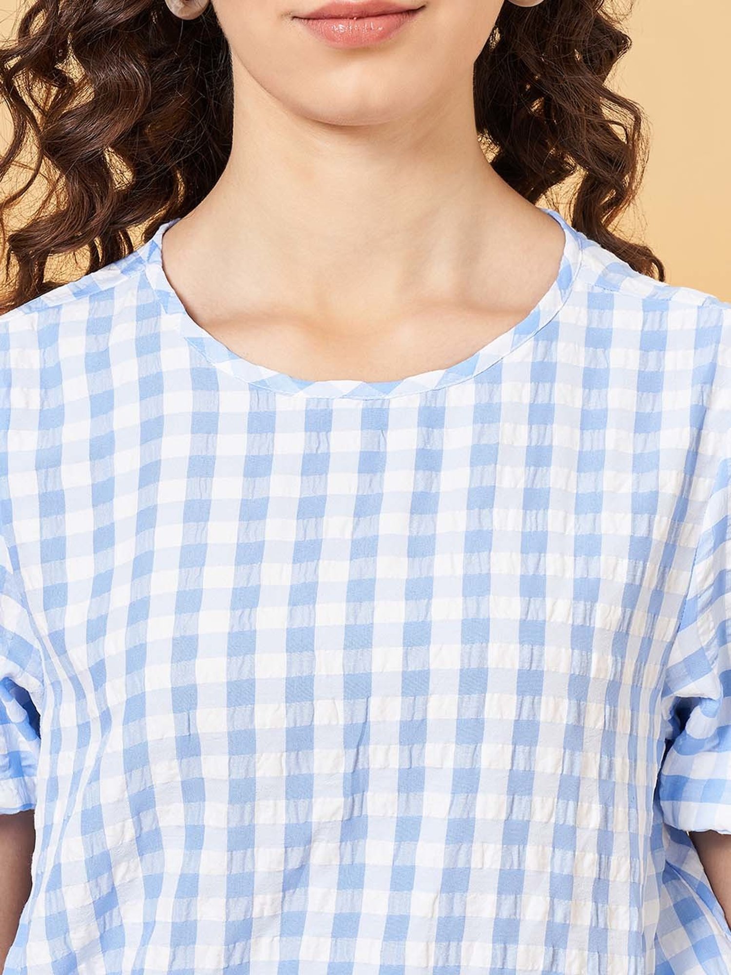 People by Pantaloons Blue Printed Top