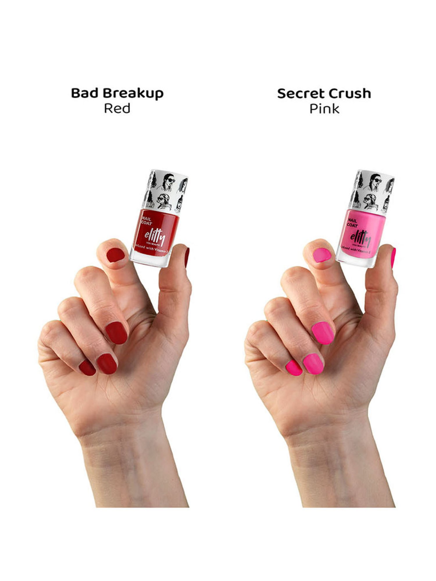 Elitty Mad Over Nails Nail Polish Trending Combo - Pack of 2 - Bad Breakup, Secret Crush