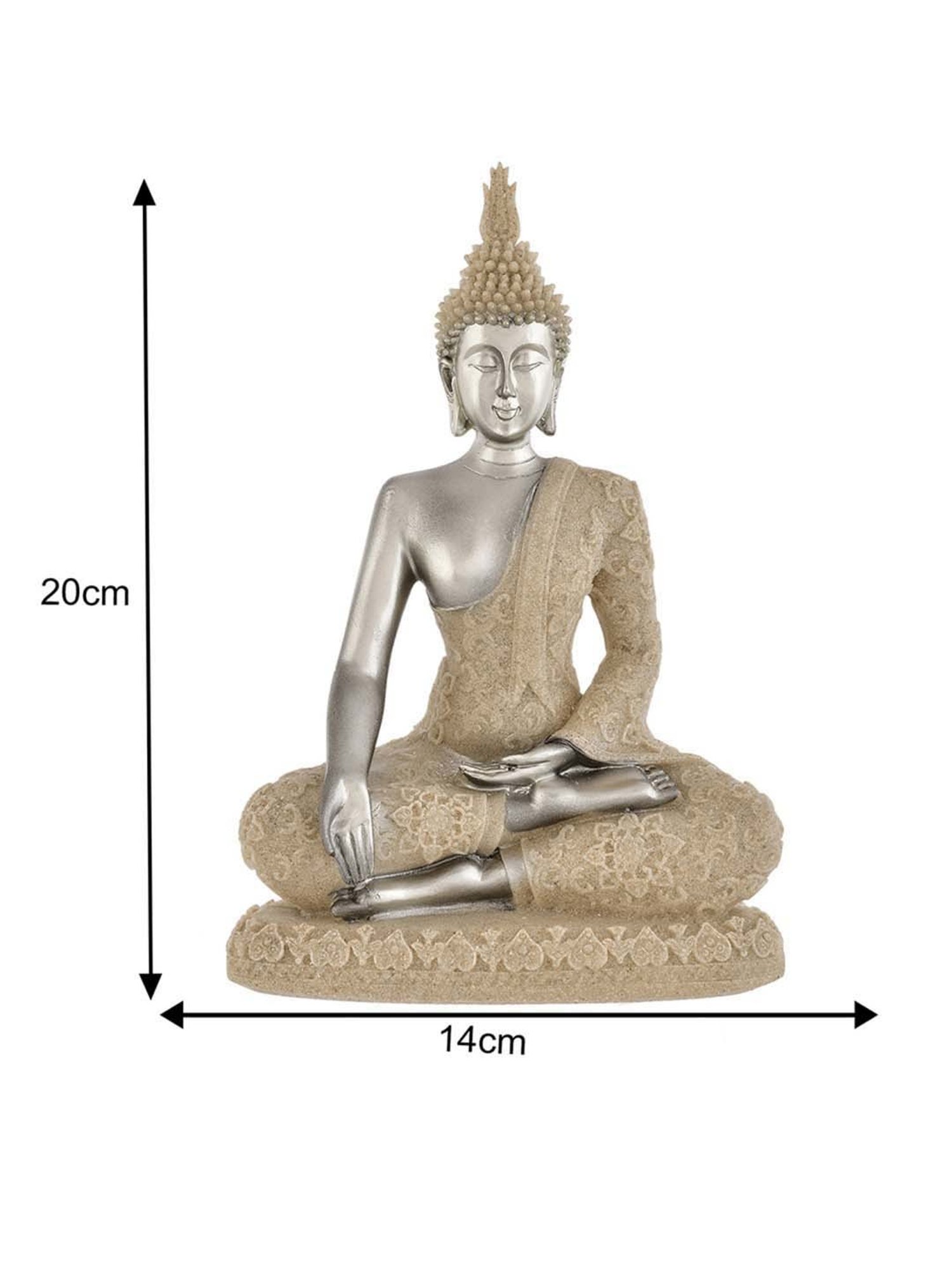 Tayhaa Golden & Silver Resin Harmony Guardian Spiritual Buddha Statue