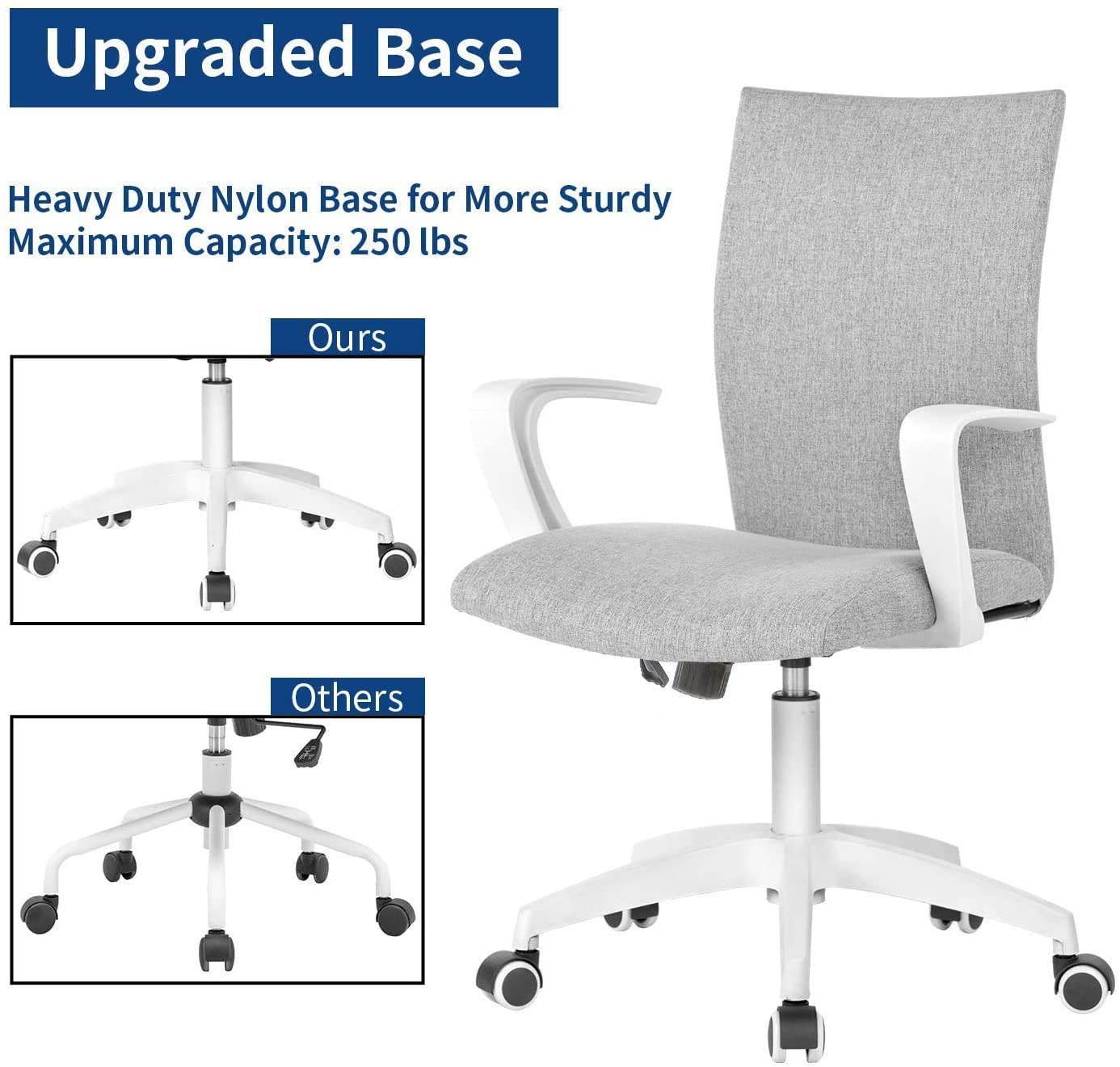 Office Chair Ergonomic Mid Back Swivel Chair Height Adjustable Desk Chair White Office Chair Computer Chair with Armrest Mid Size (Grey and White)