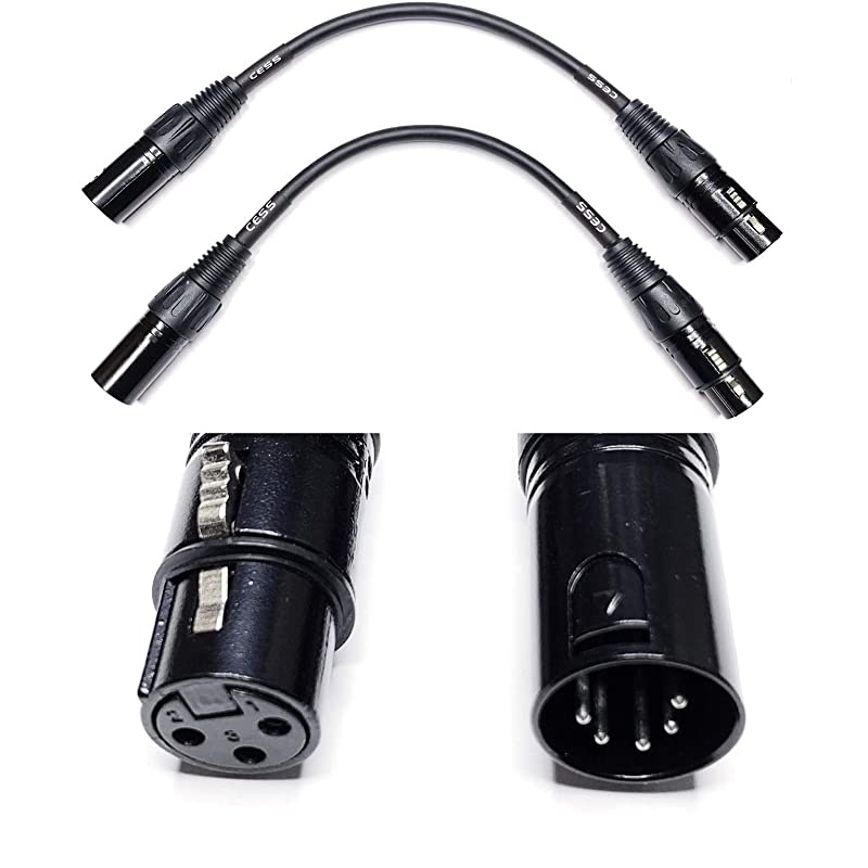 XLR 5-Pin Male to 3-Pin Female Cable - XLR5M to XLR3F - 2 Pack
