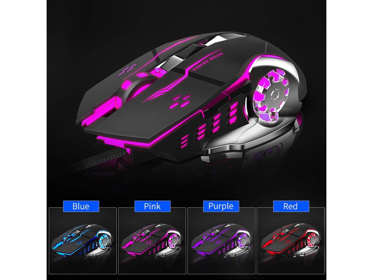 AULA S20 USB Wired Gaming Mouse Programmable 2400DPI Optical Ergonomic Mouse with 4-Color Breathing Light for PC Laptop