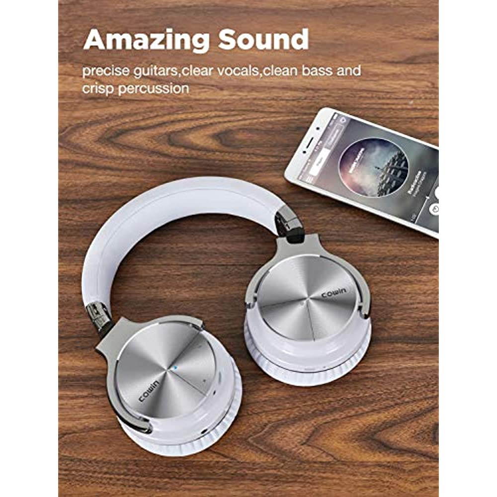 COWIN E7 Pro [2018 Upgraded] Active Noise Cancelling Headphones Bluetooth Headphones with Mic Hi-Fi Deep Bass Wireless Headphones Over Ear 30H Playtime Travel Work TV Computer Cellphone - Blue