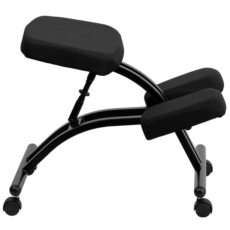 Mobile Ergonomic Kneeling Chair in Black Fabric - Belnick
