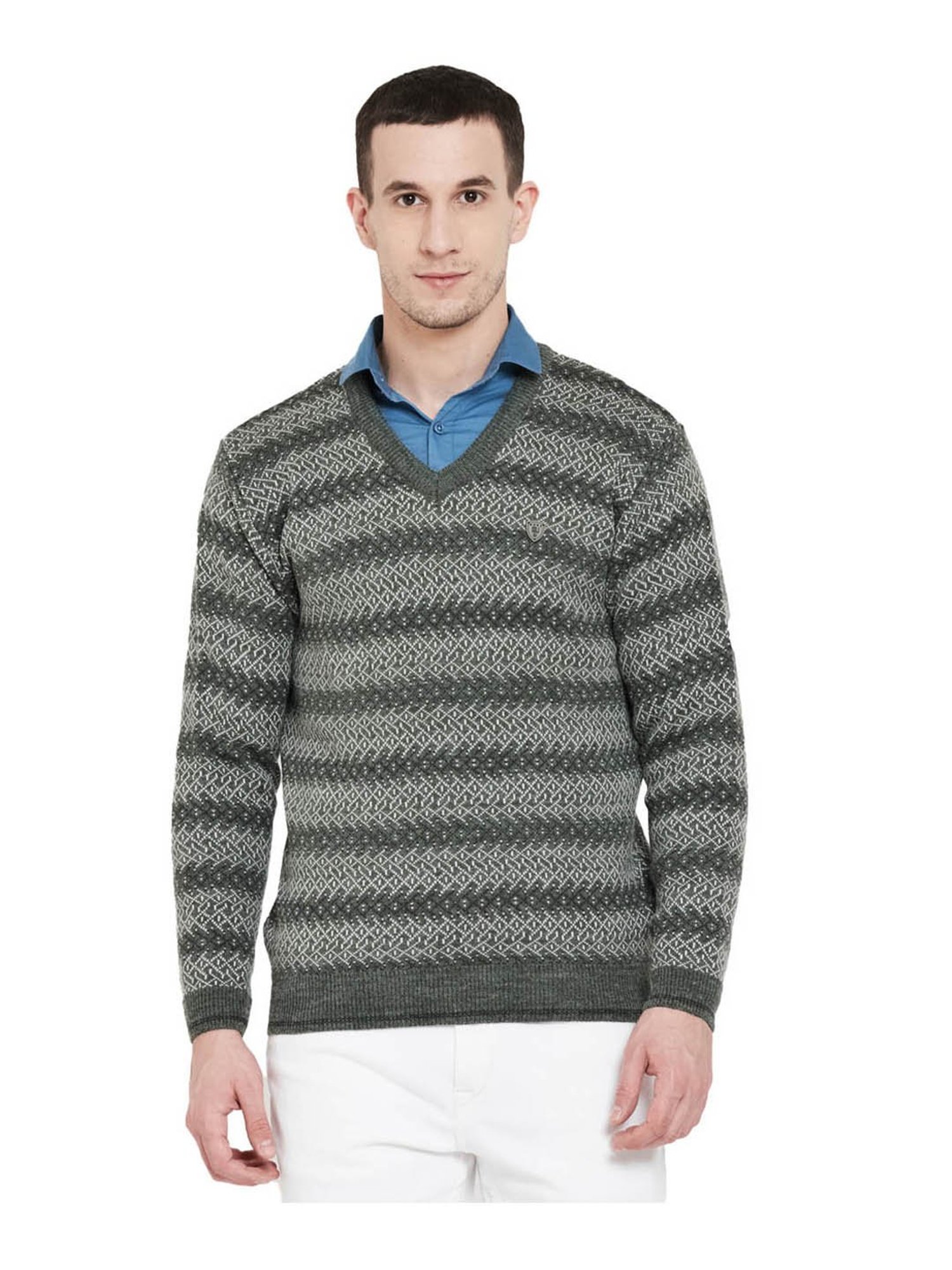 Duke Sage Green Self Design Sweater