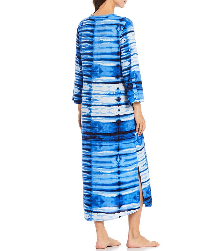 iRelax Printed Recycled-Knit Short Sleeve V-Neck Caftan