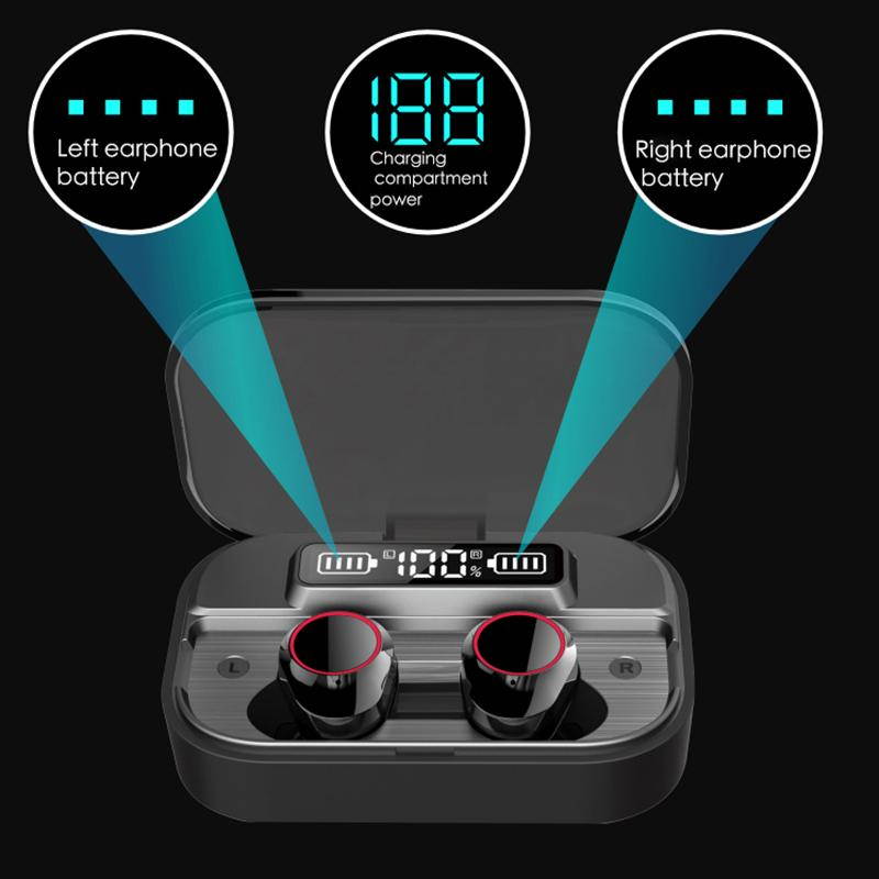 Abelanja TWS Bluetooth 5.0 Earphones Wireless Head phones 2000mAh 9D HIFI Touch Control Earbuds Sports Waterproof Headset