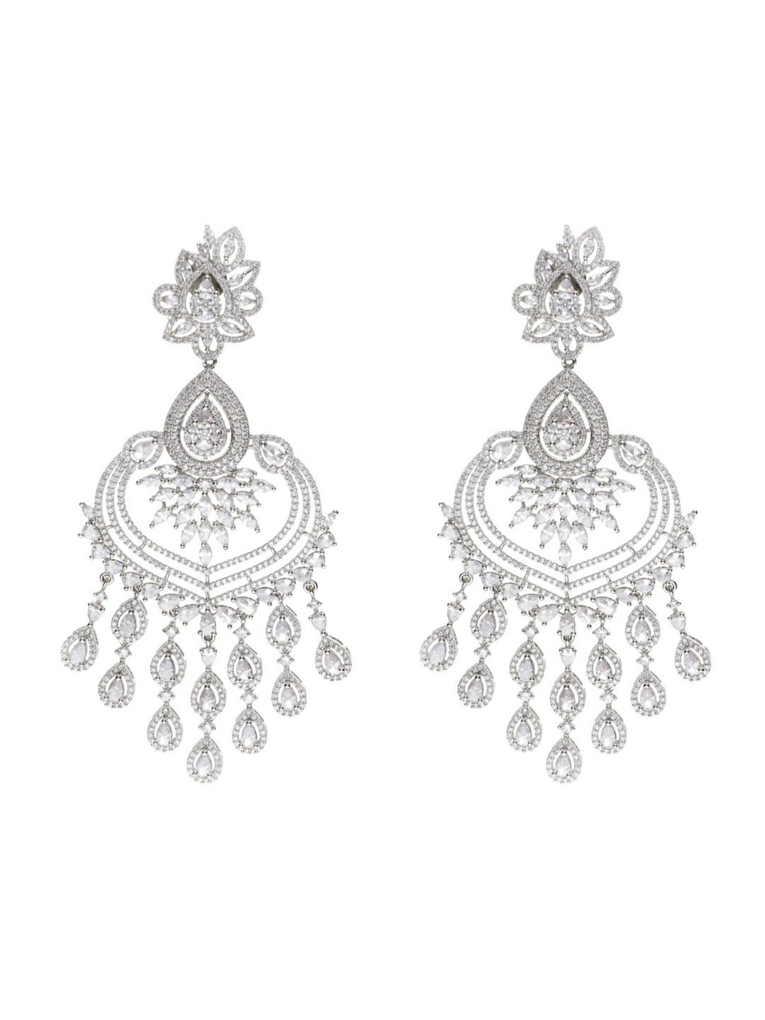 Curio Cottage Cubic Zirconia Diamante Drops White Chandelier Earrings