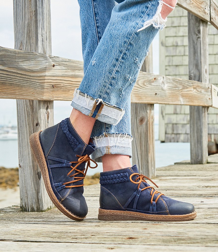 Born Temple II Distressed Leather Lace-Up Booties