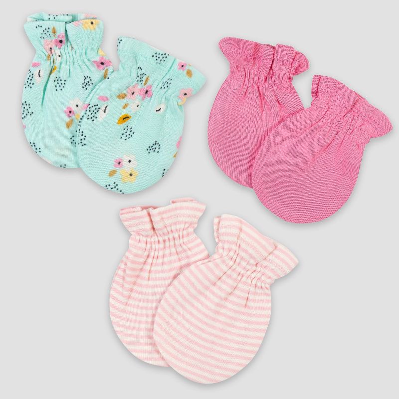 Luvable Friends Baby Cotton Scratch Mittens 4pk, Owl, One Size