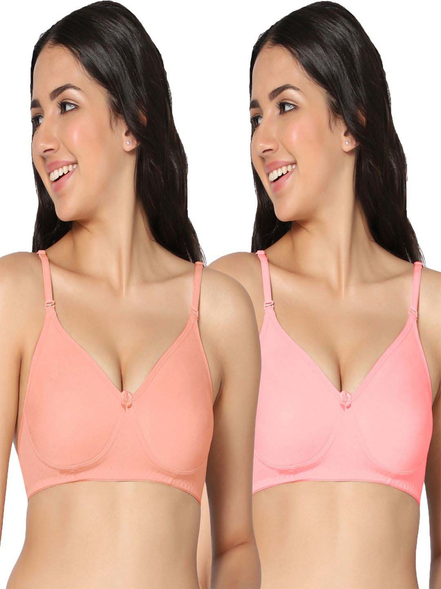 IN CARE Pink & Peach Cotton T-Shirt Bras - Pack Of 2