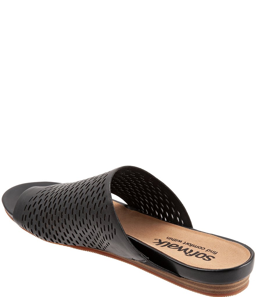 Softwalk Corsica II Perforated Leather Toe Ring Slide Sandals