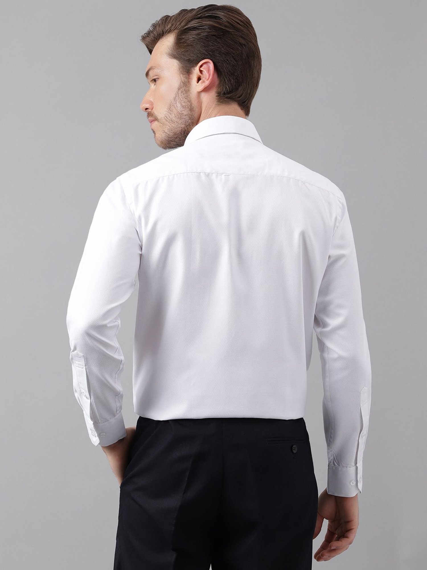 English Navy White Slim Fit Self Design Shirt