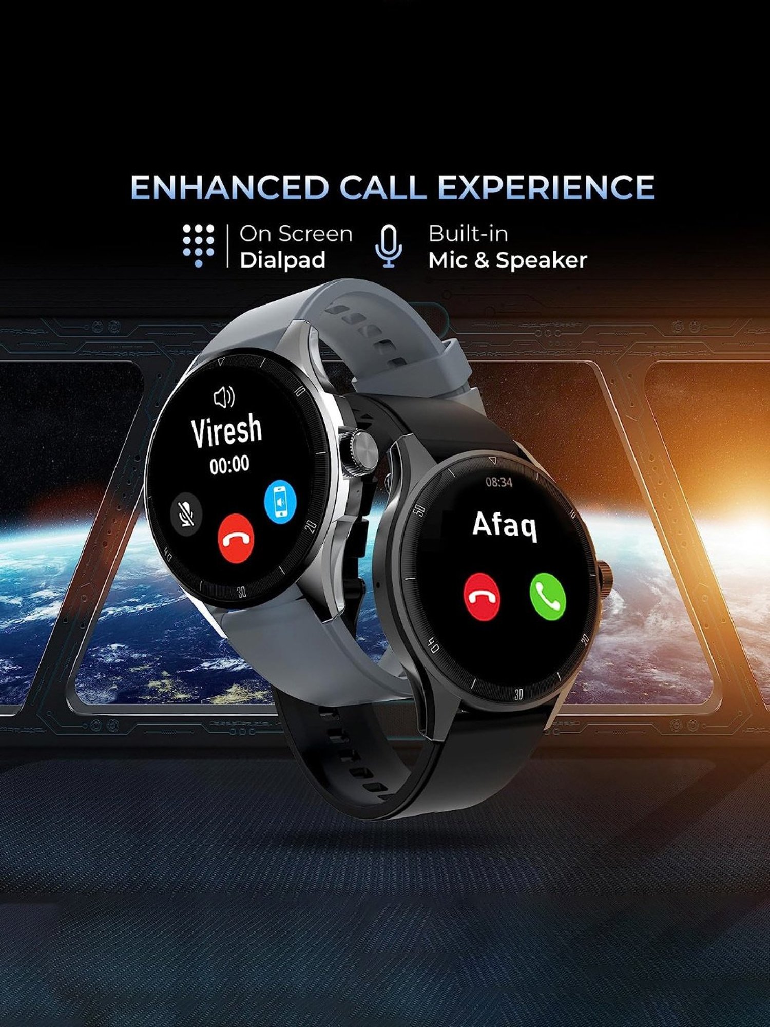 beatXP Vega Neo Bluetooth Calling Smartwatch with 1.43 inch AMOLED Display (Black)