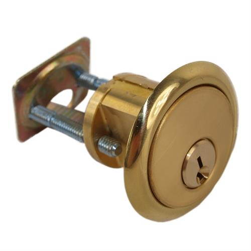 Maxtech R116KW-03 Polished Brass US3 Solid Brass Replacement Rim Cylinder Lock For Doors 1-3/8" - 2-1/4" Thick With Kwikset KW1 Keyway