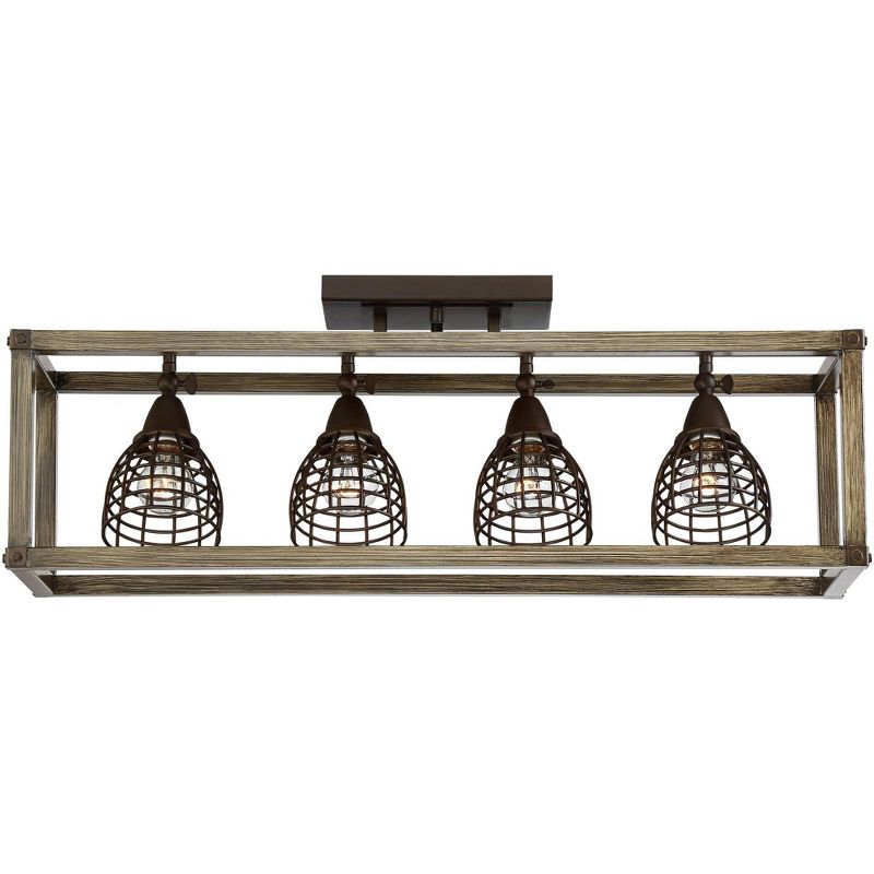 Pro Track Verdorn 4-Light Oiled Bronze with Wood Cage Track Fixture