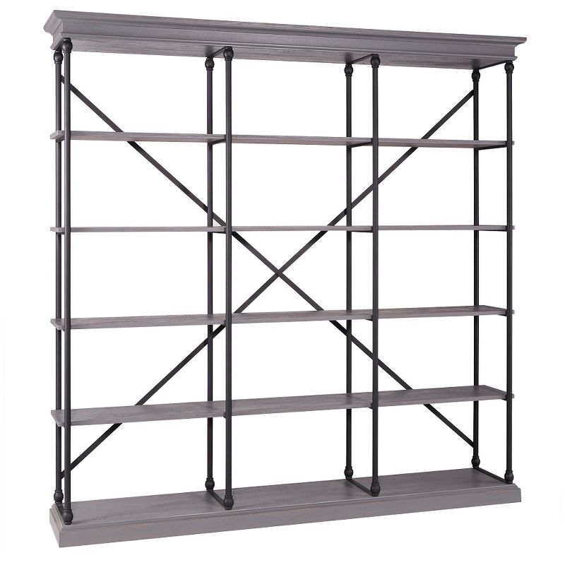 84" Belvidere 5 - Shelf Wide Etagere Bookshelf Gray - Inspire Q