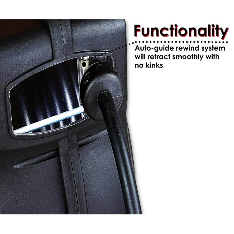 Air Hose Reel Retractable 38 Inch x 50 Foot Hybrid Polymer Hose Max 300PSI Commerical Polypropylene Construction