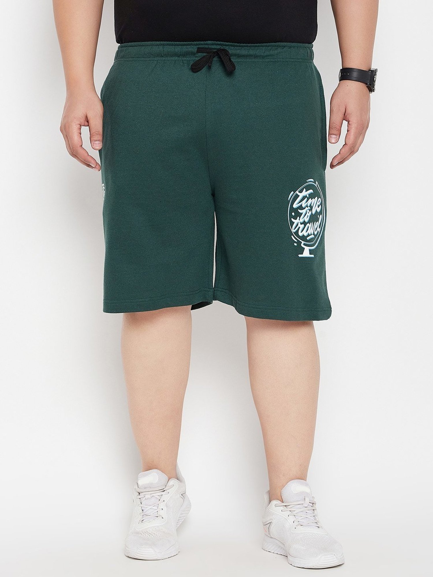 Bigbanana Bottle Green Regular Fit Printed Shorts