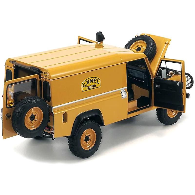 Land Rover 110 Panel Truck Sandglow Orange & Accessories Camel Trophy Support Unit Borneo 1985 Ltd Ed 1000 pcs 1/18 Almost Real