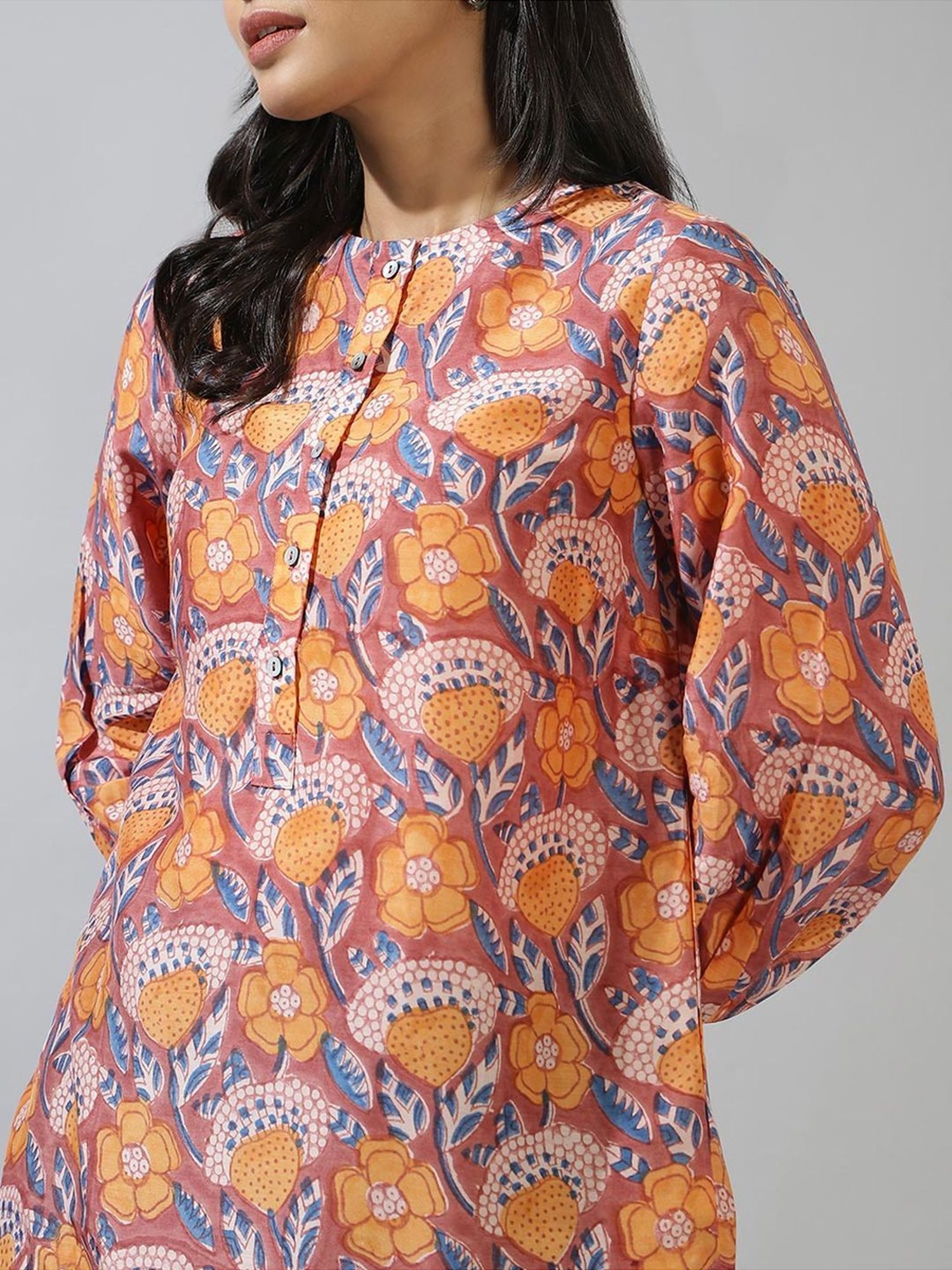 Fabindia Orange Printed Tunic