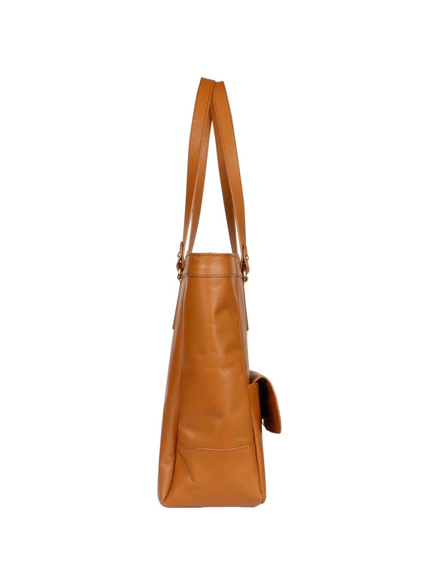 Saint G Tan Solid Medium Shoulder Handbag