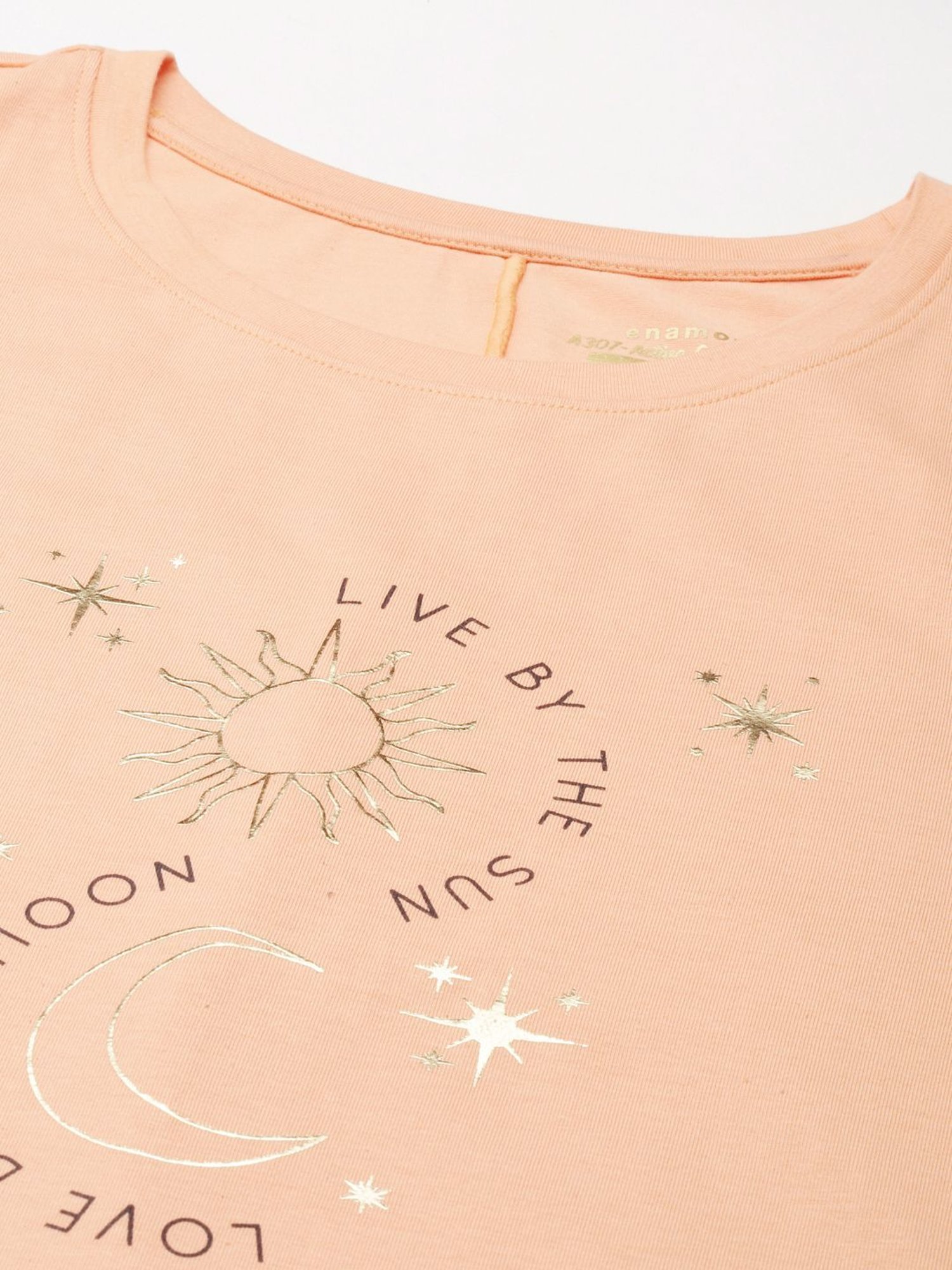 Enamor Orange Cotton Graphic Print Tank Top