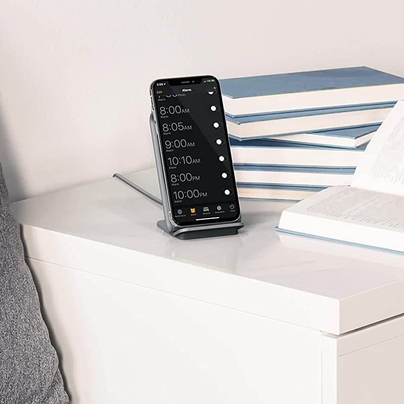 Ion Wireless Fast Charging Stand || QiCertified Charger 75W for Iphone XS Max R 8 Plus 10W for Samsung S9 Note 9 | Includes USB C Cable AC Adapter | Ash