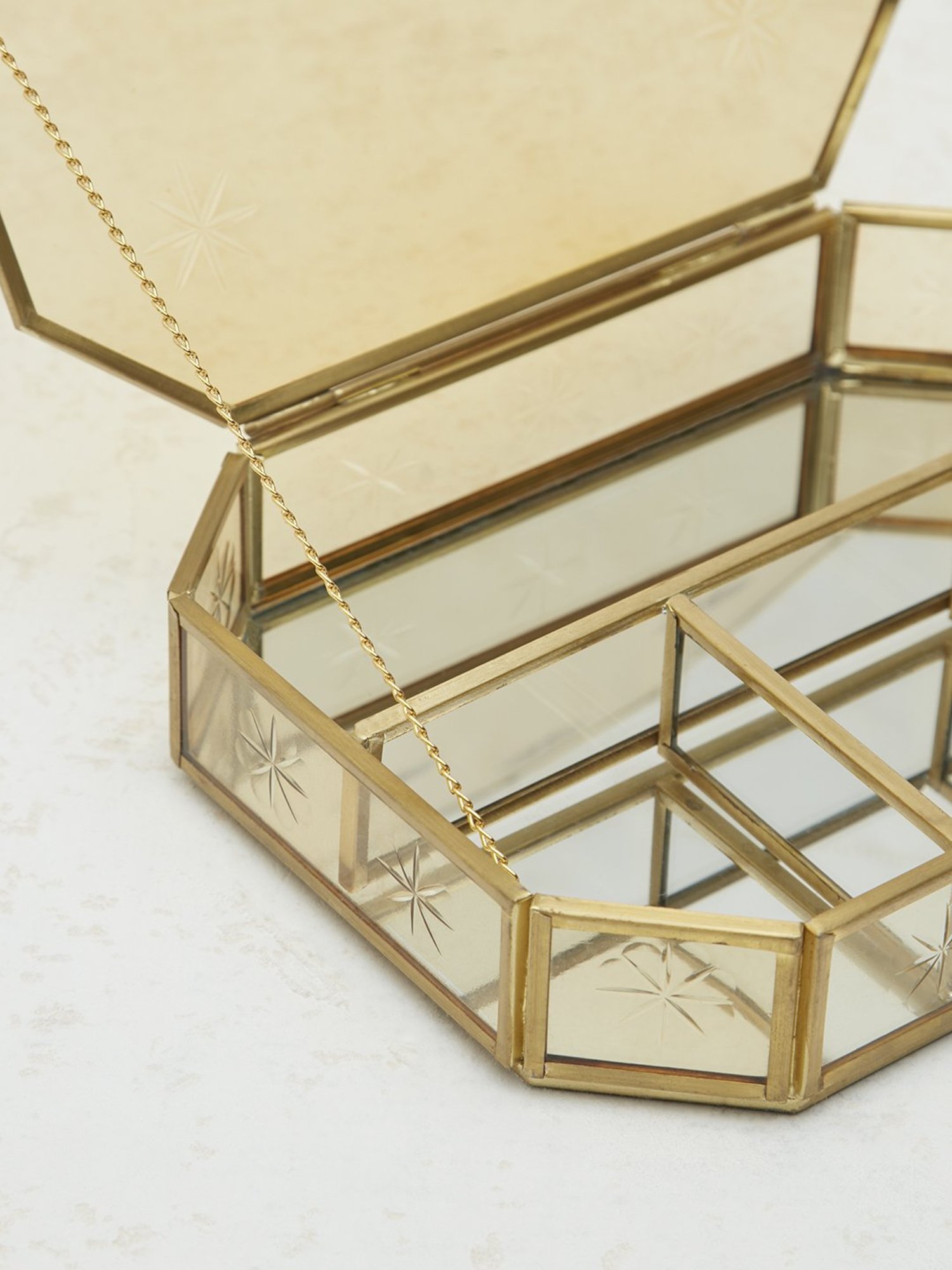 Westside Home Gold Glass Etched Jewellery Box
