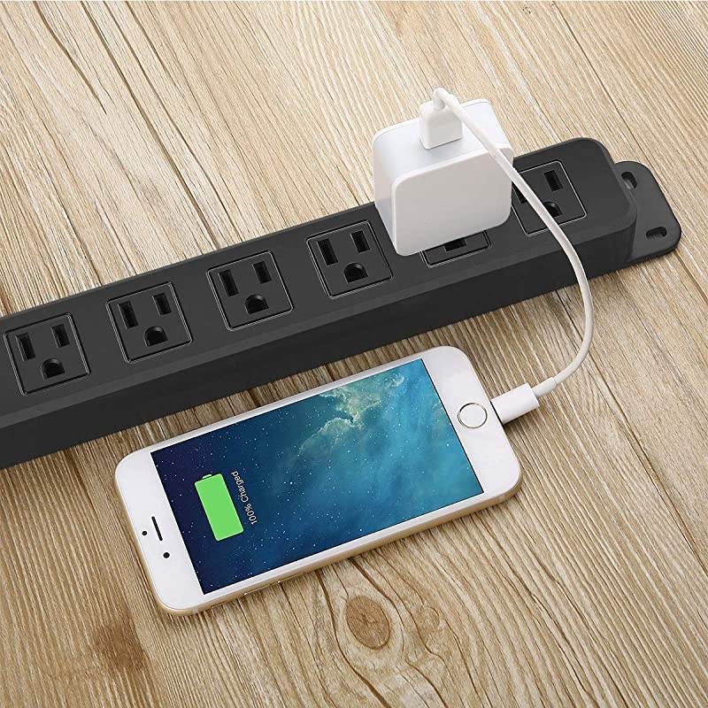 Outlets Power Strip 82 Ft 14AWG Cord Straight Plug for Commercial Industrial School and Home15A 125V 1875W Black