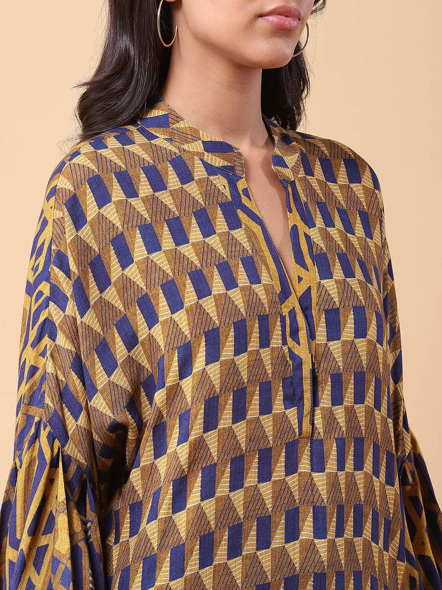 aarke Ritu Kumar Blue Printed Ethnic Top