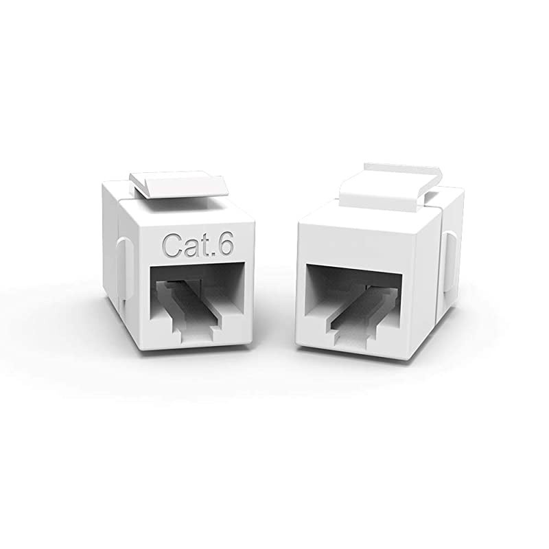 Cat6 RJ45 Inline Coupler with Keystone Latch FemaleFemale 10Pack White