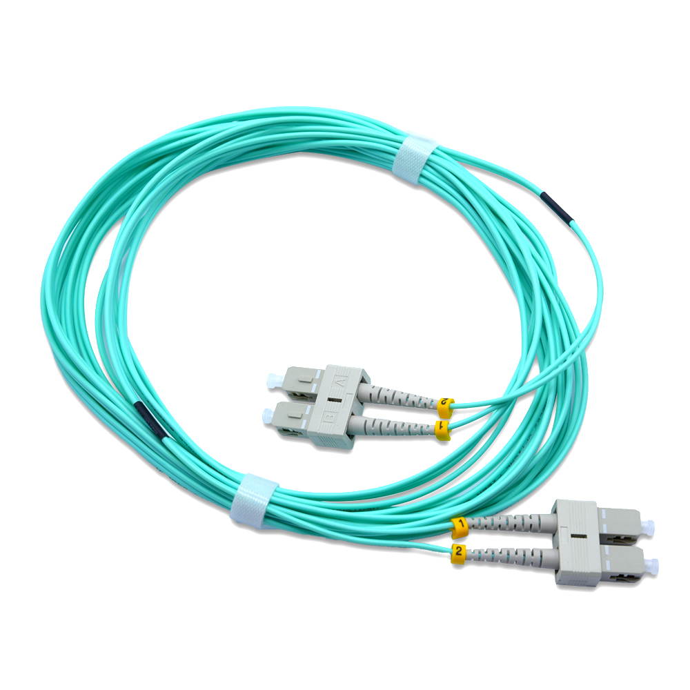 SC to SC OM4 Fiber Patch Cable Multimode Duplex - 15m (49.21ft) - 50/125 100Gb Aqua Color SC SC 15 Meter SC/SC